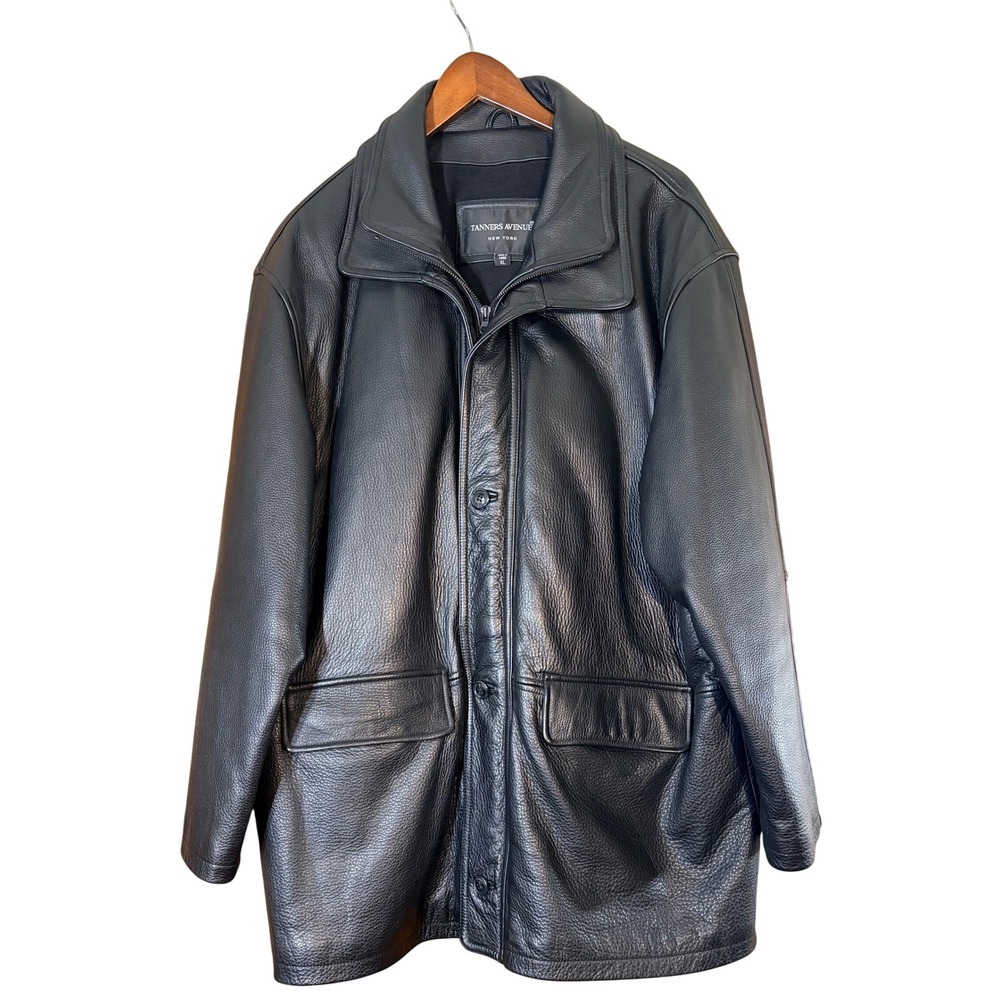 Tanners Avenue New York Mens Black Quality Genuine Leather Lined Jacket XL